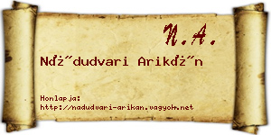 Nádudvari Arikán névjegykártya